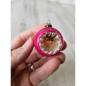 Antique indent mini ball pink reflector ornament star